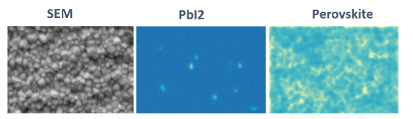 CL-SEM allows degradation to be mapped and correlated with the physical morphology of the perovskite thin film.